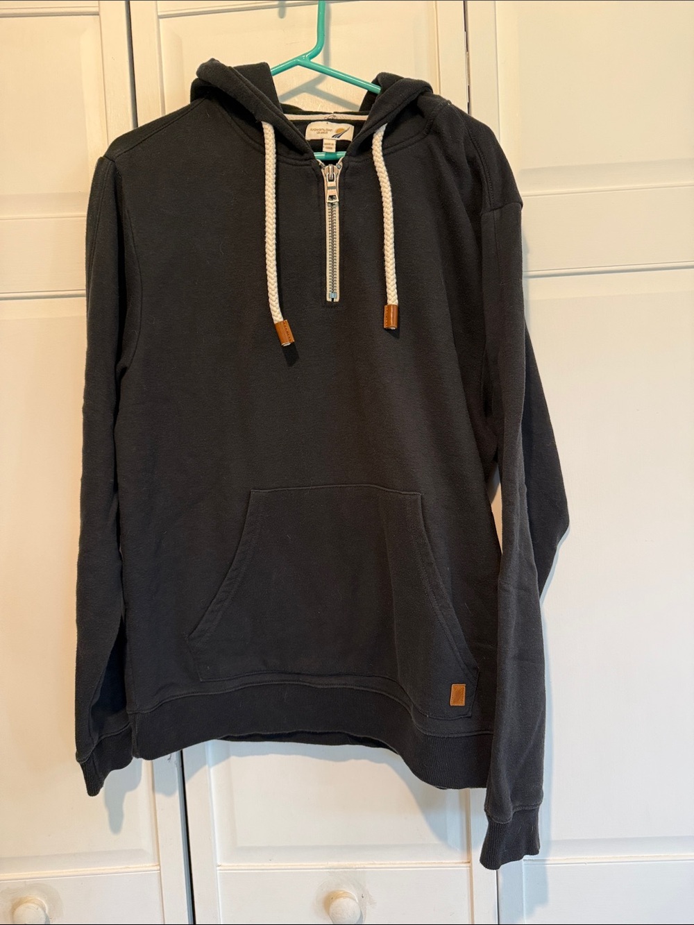 Fundamental coast Men's Charcoal black Hooded Pullover Sweatshirt with Half-Zip